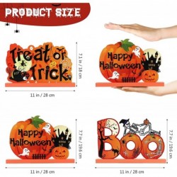 3Pack Happy Halloween Wooden Centerpiece Signs- Halloween Table Decorations Trick or Treat Table Topper Signs with Witch Hat ...