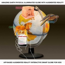 Earth Physical Illuminated Globe with Augmented Reality: Smart 2 in 1 map for Kids Ages 3 and up Includes up-to-Date Informat...