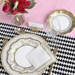 PARTY PORCELAIN GOLD Pack of 12 Vintage Porcelain Style Medium Paper Plates | 3 Designs | Unique Glamorous Elegant Disposable...