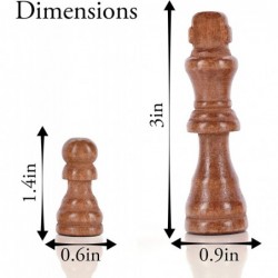 Wooden Chess Pieces Only – 32 Pieces Staunton Style Handcrafted Wood Chessmen with 2 Pouch Bags for Ease of Storage – 3” King...