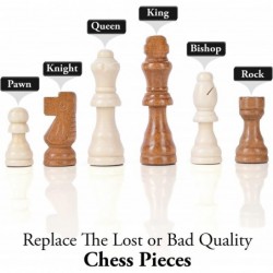 Wooden Chess Pieces Only – 32 Pieces Staunton Style Handcrafted Wood Chessmen with 2 Pouch Bags for Ease of Storage – 3” King...