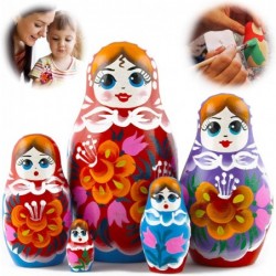 Lot 4 Russian Nesting Dolls for Kids Each Maryoshka 5 Pieces Set - Handmade Wooden Babushka Dolls Stacking Toys - 7 Munecas R...