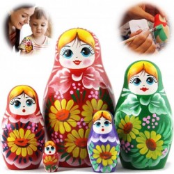 Lot 4 Russian Nesting Dolls for Kids Each Maryoshka 5 Pieces Set - Handmade Wooden Babushka Dolls Stacking Toys - 7 Munecas R...