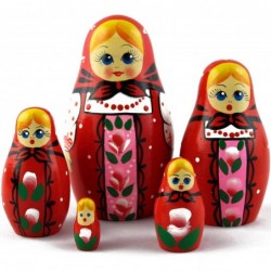 Lot 4 Russian Nesting Dolls for Kids Each Maryoshka 5 Pieces Set - Handmade Wooden Babushka Dolls Stacking Toys - 7 Munecas R...