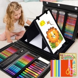 Art Supplies 208 PCS Kids Art Drawing Art kit Gifts Art Set Case with Trifold Easel Includes Oil Pastels Crayons Colored Penc...