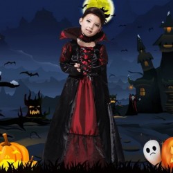 Girls Halloween Vampire Witch Costume with Necklace Vampire Queen Dress up $40.75 Kids' Costumes