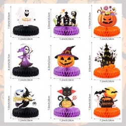 9pcs Honeycomb Halloween Table Centerpiece 3D Pumpkin Ghost Cat Witch Cauldron Castles Tombstone Elements Halloween Themed Ta...