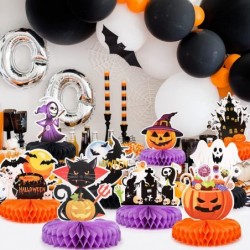 9pcs Honeycomb Halloween Table Centerpiece 3D Pumpkin Ghost Cat Witch Cauldron Castles Tombstone Elements Halloween Themed Ta...