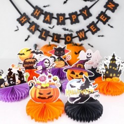 9pcs Honeycomb Halloween Table Centerpiece 3D Pumpkin Ghost Cat Witch Cauldron Castles Tombstone Elements Halloween Themed Ta...