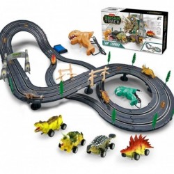 Slot Car Race Track for Kids Dinosaur Playset 1:43 Racing 16Ft Track with 4 Dinosaur Cars and 2 Dinosaur Hand Controllers RC ...