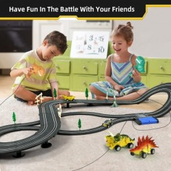 Slot Car Race Track for Kids Dinosaur Playset 1:43 Racing 16Ft Track with 4 Dinosaur Cars and 2 Dinosaur Hand Controllers RC ...