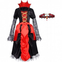 Vampire Costume for Girls Deluxe Set Royal Gothic Victorian Vampiress Queen Dress Up Party Halloween Costume $14.80 Kids' Cos...