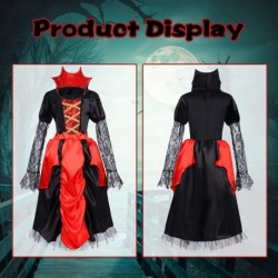 Vampire Costume for Girls Deluxe Set Royal Gothic Victorian Vampiress Queen Dress Up Party Halloween Costume $14.80 Kids' Cos...