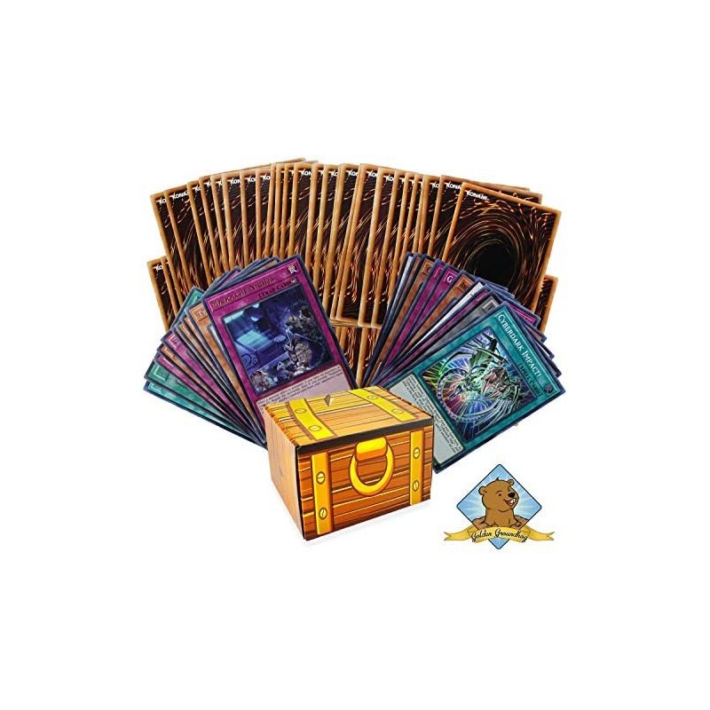 Yugioh 100 Card Lot - 10 Rares - 10 Holos - Treasure Chest Box! $26.19 Card Games