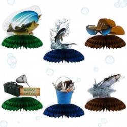 6 Pcs Gone Fishing Party Centerpiece Fishing Table Decor Fishing Birthday Party Supplies Gone Fishing Honeycomb Centerpiece 3...