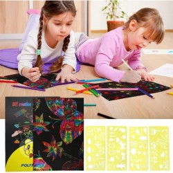 Scratch Paper Art for Kids Kids Arts and Crafts 50 Pcs Magic Rainbow Scratch Paper Off Set Scratch Crafts Arts Supplies Kits ...