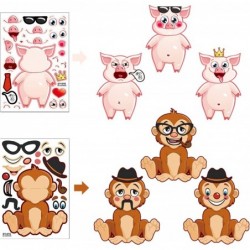 Make a Face Stickers Sheets 24 Sheets Make Your Own Panda Monkey Pig Mix and Match Animal Stickers DIY Stickers for Kids Art ...