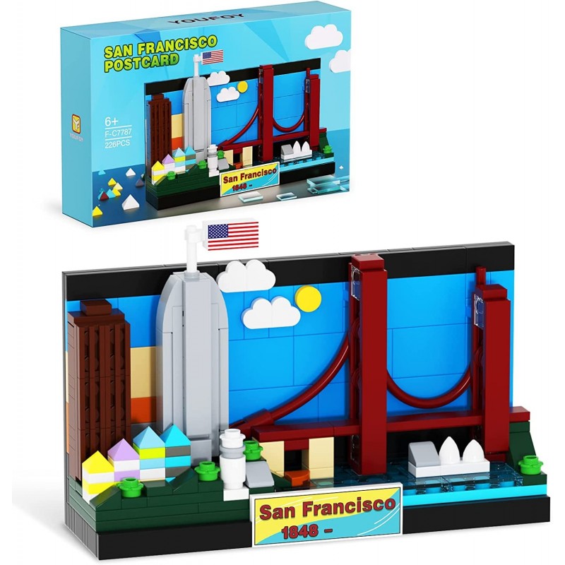 San Francisco Postcard Building Kit Compatible with Lego Postcards Cute Toys Gifts for Adults and Kids Includes Golden Gate B...