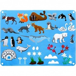 Kids Polar Animals Flannel Felt-Board Stories Set for Toddler Preschool Ocean Creatures Aquarium Toys 3.5 Feet Story Board In...