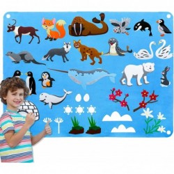 Kids Polar Animals Flannel Felt-Board Stories Set for Toddler Preschool Ocean Creatures Aquarium Toys 3.5 Feet Story Board In...