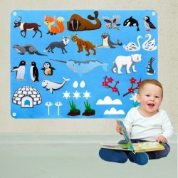 Kids Polar Animals Flannel Felt-Board Stories Set for Toddler Preschool Ocean Creatures Aquarium Toys 3.5 Feet Story Board In...