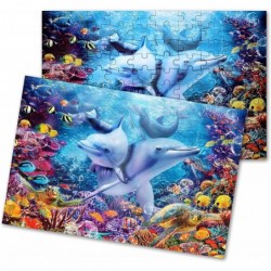 100 Pieces Puzzle for Kids Ages 4-8 - Underwater Dolphins Love Design 100 Piece Jigsaw Puzzles Toys for Boys and Girls $17.88...