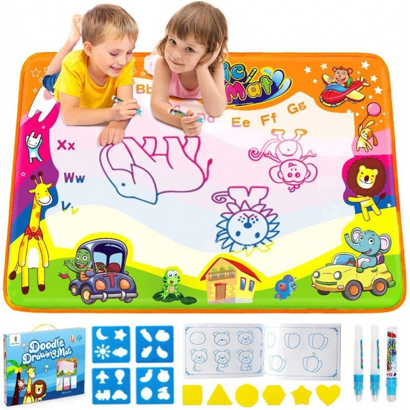 Water Drawing Mat Aqua Magic Doodle Kids Toys Mess Free Coloring Painting Educational Writing Mats Xmas Gift for Toddlers Boy...