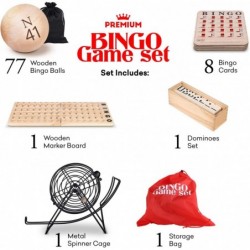 Professional Deluxe Bingo Game Set – Bundle with Dominoes Set - Bingo Cage Balls Cards Storage Bag for Kids Adults Family Gam...