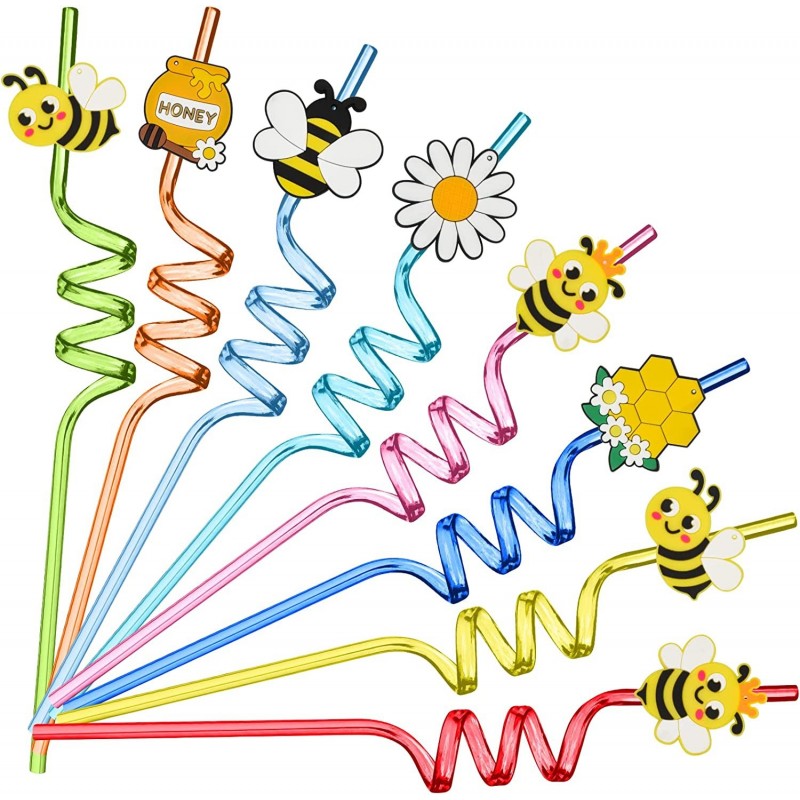 24 Reusable Bee Party Favors Straws for Bee Themed Party Supplies Goodie Gifts for Kids Birthday Party Supplies Bee Birthday ...