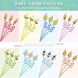 24 Reusable Bee Party Favors Straws for Bee Themed Party Supplies Goodie Gifts for Kids Birthday Party Supplies Bee Birthday ...