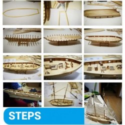 3D Wooden Puzzle Sailing Ship DIY Sailboat Ship Models Building Kits Gift for Adults Kids Sailboat Vessel Hard Puzzles 15.7in...