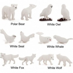 8Pcs Arctic Animals Figurines Set Realistic Plastic Ocean Animals White Whale Seal Wolf Fox Polar Bear Emperor Penguin Decora...