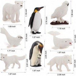 8Pcs Arctic Animals Figurines Set Realistic Plastic Ocean Animals White Whale Seal Wolf Fox Polar Bear Emperor Penguin Decora...