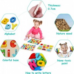 Wooden Puzzles for Toddlers - Wood Alphabet Number Shape Learning Puzzle for Kids Ages 2 3 4 5 - Boys Girls Preschool Educati...