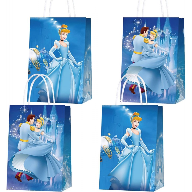 16Pcs Cinderella Party Favor Goodie Bag with Handle Princess Kraft Paper Bag for Cinderella Themed Kids Adults Birthday Party...