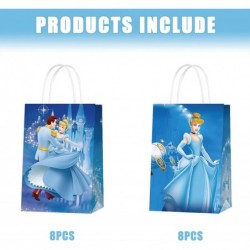 16Pcs Cinderella Party Favor Goodie Bag with Handle Princess Kraft Paper Bag for Cinderella Themed Kids Adults Birthday Party...