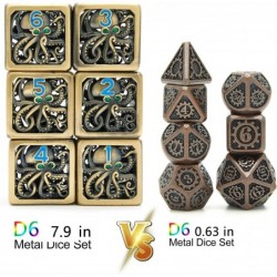 Metal dice Set D&D Hollow Polyhedron DND 6-Piece dice Set Used in Dungeons and Dragons PRG Role-Playing Game DND dice Set (zy...