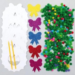 AX502 Christmas Wreath Pom Pom Decoration Kits - Pack of 5 Ideal Festive Decorations Great for School and Craft Group Activit...