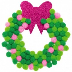 AX502 Christmas Wreath Pom Pom Decoration Kits - Pack of 5 Ideal Festive Decorations Great for School and Craft Group Activit...