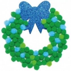 AX502 Christmas Wreath Pom Pom Decoration Kits - Pack of 5 Ideal Festive Decorations Great for School and Craft Group Activit...