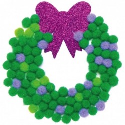 AX502 Christmas Wreath Pom Pom Decoration Kits - Pack of 5 Ideal Festive Decorations Great for School and Craft Group Activit...