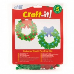 AX502 Christmas Wreath Pom Pom Decoration Kits - Pack of 5 Ideal Festive Decorations Great for School and Craft Group Activit...