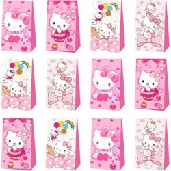 12 Pcs Kitty Birthday Decorations Cute Pink Party Favor Gift Bag Candy Bags for Kids Birthday Party Supplies $25.45 Kids' Par...