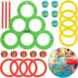 Pool Toys Ring Toss Game Floating Foam Ring Toy with Balls and Rings Swimming Pool Games for Adults and Family 22PCS Outdoor ...