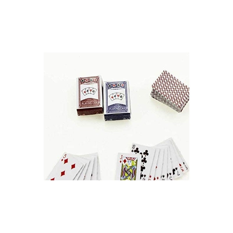 1:12 Dollhouse Scale Miniature Games Poker Playing Cards Mini Playing Cards Poker Cards Mini Decks Game Cards for Children Ki...