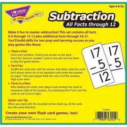 TREND ENTERPRISES: Subtraction All Facts Through 12 Skill Drill Flash Cards Great for Skill Building and Test Prep Self-Check...