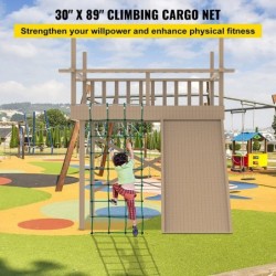 Climbing Cargo Net 30" x 89" Climbing Net Polyester Playground Climbing Cargo Net Rope Ladder Swingset Large Military Climbin...