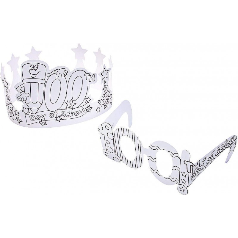 Color Your Own 100th Day of School Crowns & Glasses - Craft Kits - 48 Pieces $43.25 Craft Kits