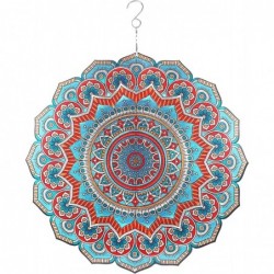 Wind Spinner 3D Metal Mandala Ornaments 12 Inches Wind Spinner for Indoor Outdoor Garden Hanging Art Decorations (Red) $32.28...