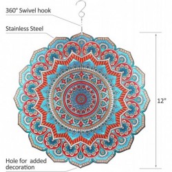 Wind Spinner 3D Metal Mandala Ornaments 12 Inches Wind Spinner for Indoor Outdoor Garden Hanging Art Decorations (Red) $32.28...